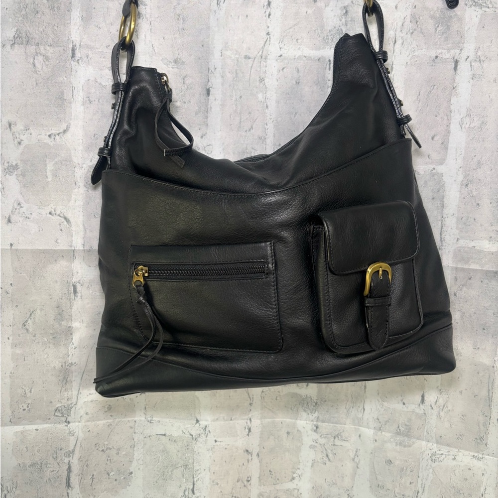 Ili New York Black Leather Shoulder Bag